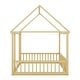 preview thumbnail 34 of 37, Full Size Floor Wood House Bed with Guardrails