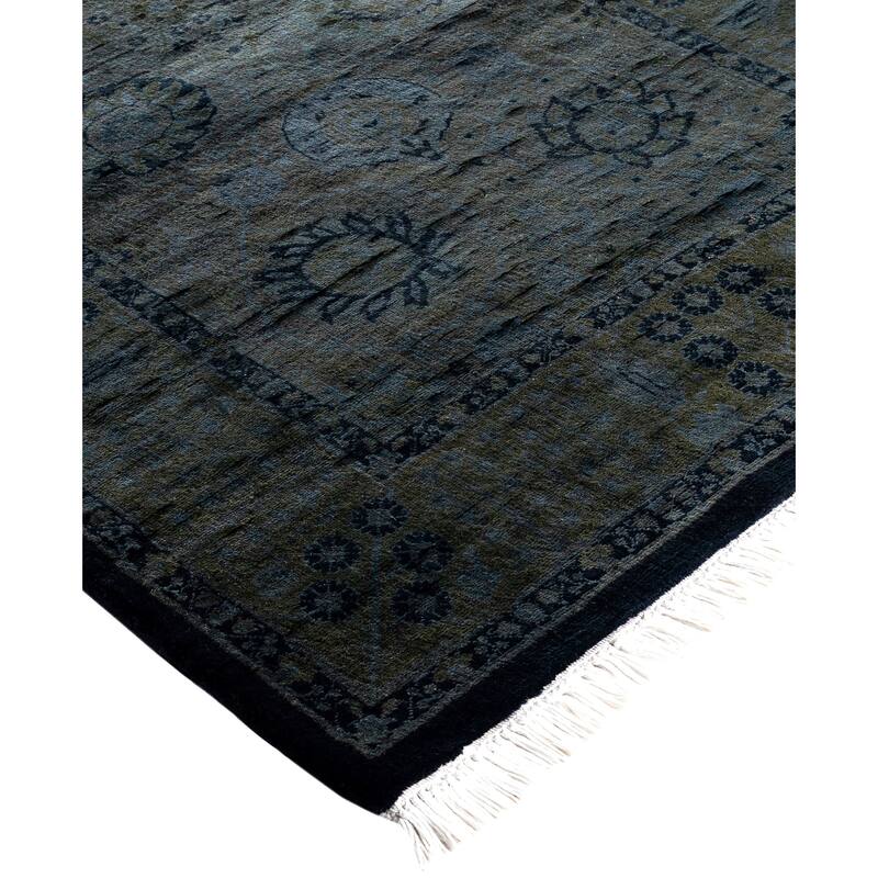 Overdyed One-of-a-Kind Hand-Knotted Runner Rug - Gray - 2' 8" x 12' 0"