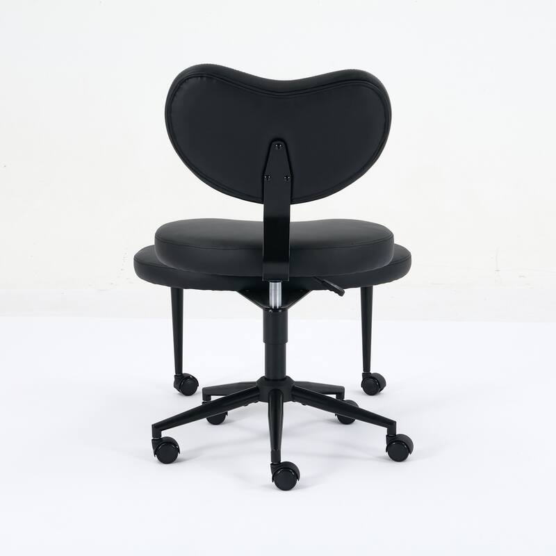 GDF Studio - Flexible PU Leather Cross-Legged Office Chair with Adjustable Swivel Footstool and Lumbar Support