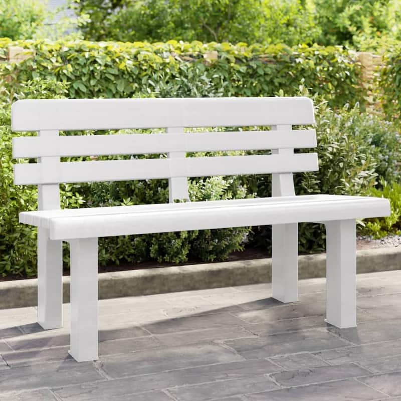 vidaXL Garden Bench Outdoor Bench Seat Balcony Patio Park Bench Polypropylene - 20.5 x 43.3 x 28.0 - White