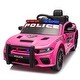 preview thumbnail 41 of 57, 12V Dodge Charger Kids Police Car Ride-On with Megaphone, LED Lights & Remote Control. Pink