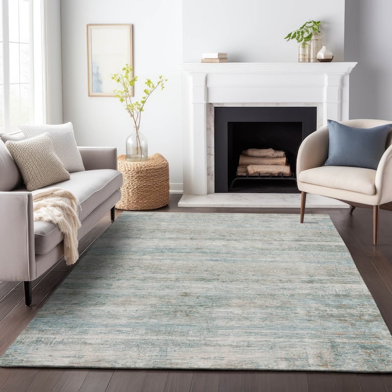 Machine Washable Indoor/Outdoor Watercolor Ombre Chantille Rug