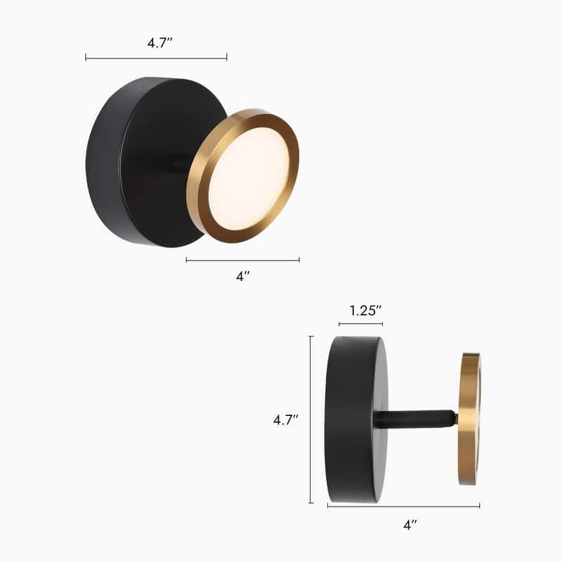 1-Light Modern LED Wall Sconces Mini Round Bathroom Vanity Lights - 4.7" L x 4" W x 4.7" H