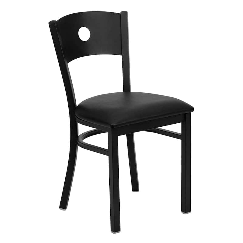 Black Circle Back Metal Restaurant Chair - 17.25"W x 20.25"D x 32.5"H