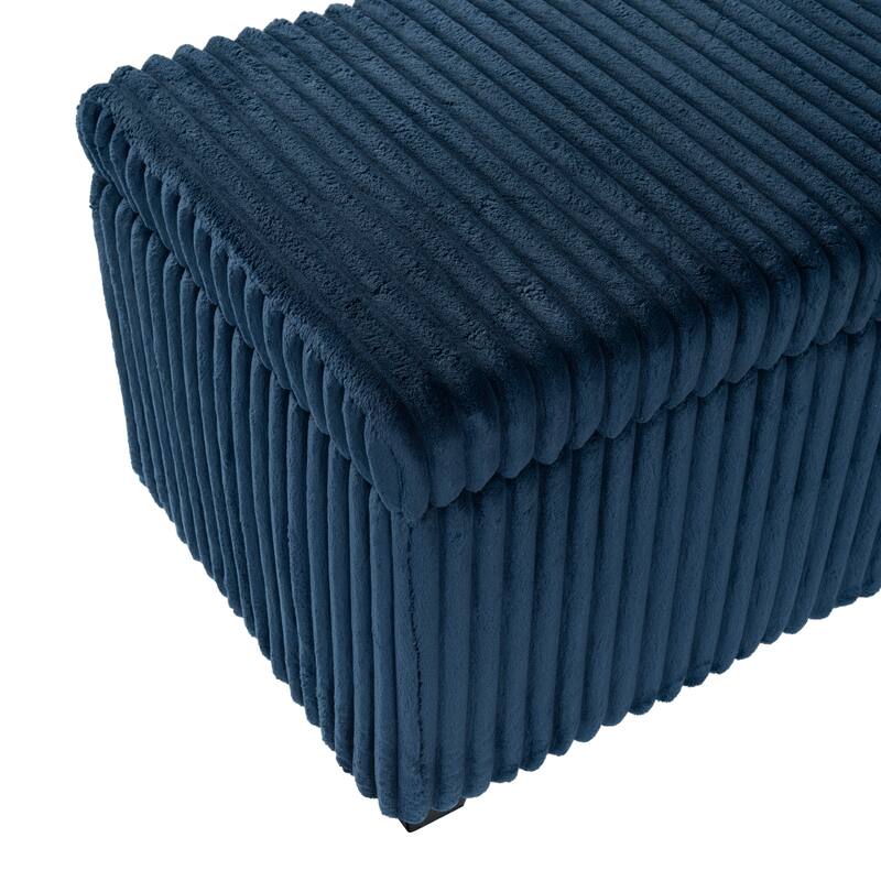SAFAVIEH Couture Lynzie Plush Corduroy Storage Bench - 55"W x 21"D x 19"H