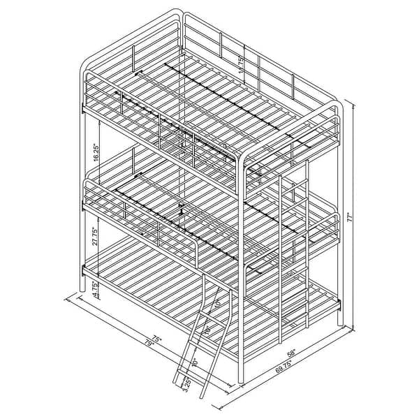 dimension image slide 0 of 2, Garner Gunmetal Metal Frame Triple Bunk Bed with Ladder