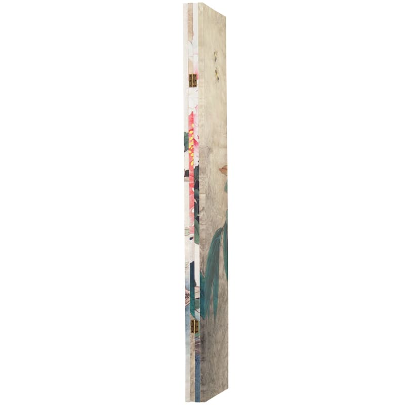 6 ft. Tall Double Sided Doves and Peonies Canvas Room Divider