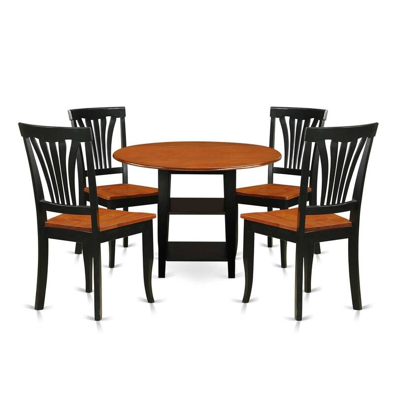 Dinette Set 5 Piece Round Table & 4 Chairs - Classic Charm Black Cherry Finish
