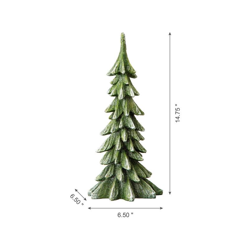 Glitzhome 14.75"H Resin Christmas Table Tree Holiday Decor