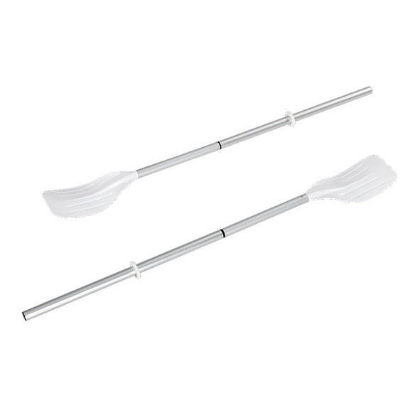 Set of 2 Silver and White Two Section Aluminium Rowing Oars 49"