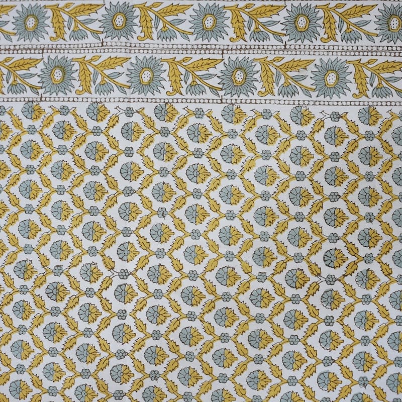Fabdivine Handmade Block Print Cotton Brown Table Cover or Cloth Dining, Farmhouse & Kitchen Décor