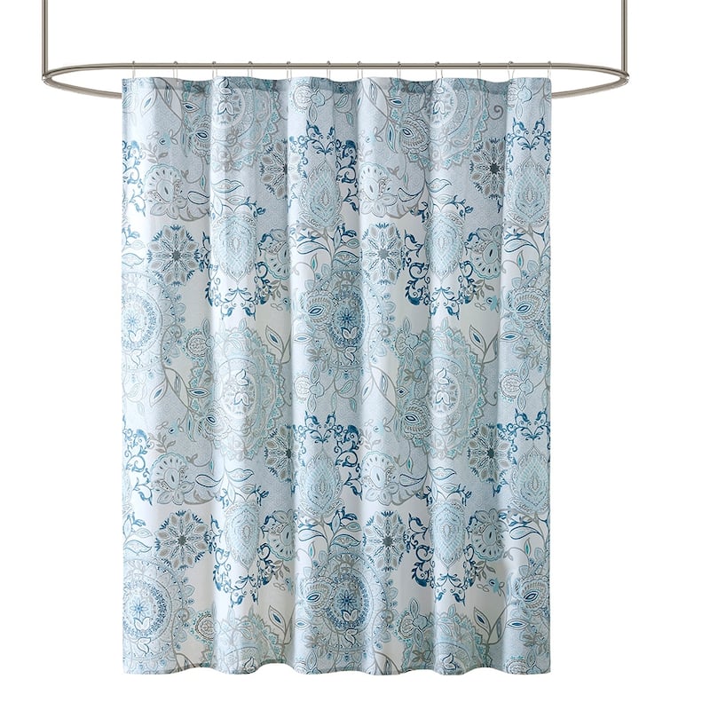Shabby Chic Floral Printed Cotton Shower Curtain