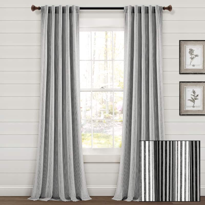 Lush Decor Farmhouse Vintage Stripe Yarn Dyed Cotton Back Tab/Rod Pocket Window Curtain Panels