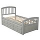 preview thumbnail 32 of 70, Twin Size Platform Bed Wood Kids Storage Bed with 6 Drawers