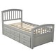 preview thumbnail 17 of 45, Twin Size Platform Storage Bed Solid Wood Bed with 6 Drawers