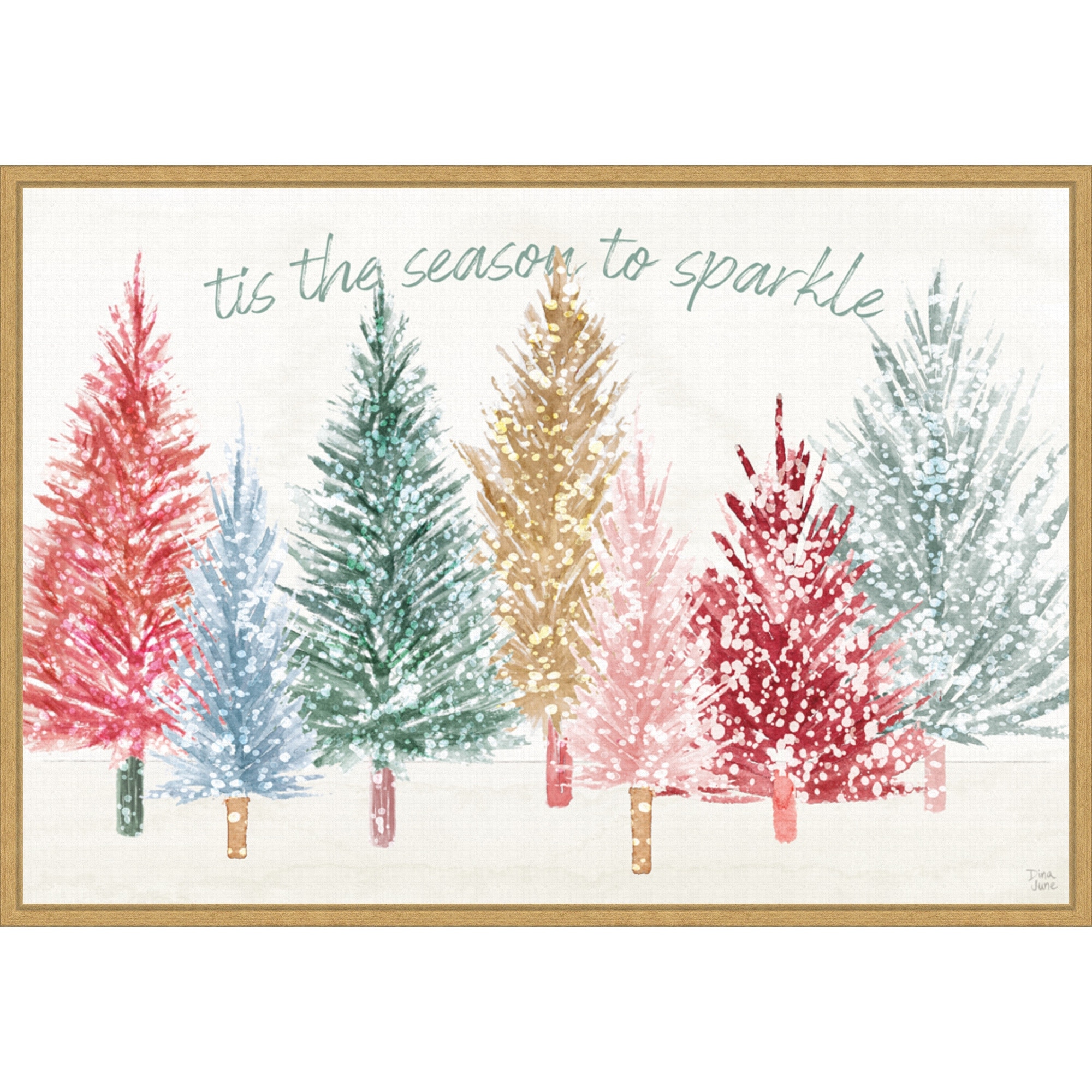 Holiday Sparkle I by Dina June Framed Canvas Wall Art Print - Sylvie Bright Gold