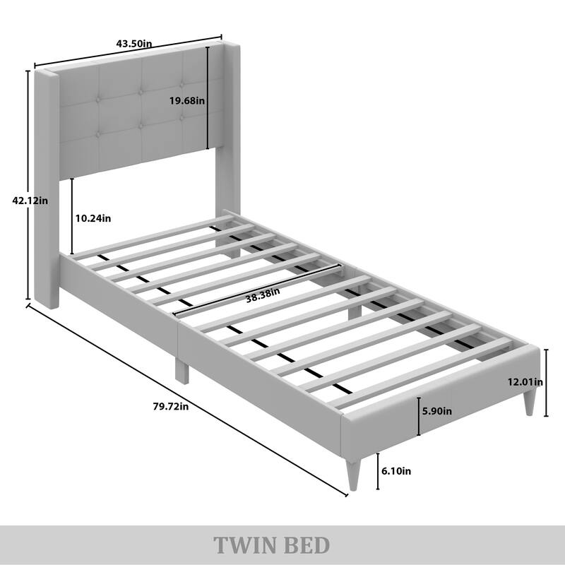 CraftPorch Elegance Wingback Upholstered Linen Bed