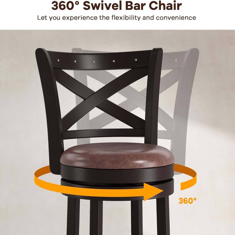 Set of 2/4 Bar Stools 30" Swivel Bar Height Bar Chairs w/ Copper Nails