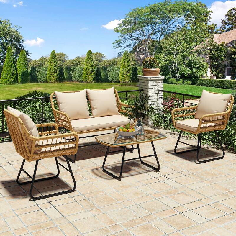 4 - Person Seating Group with Cushions - Grey