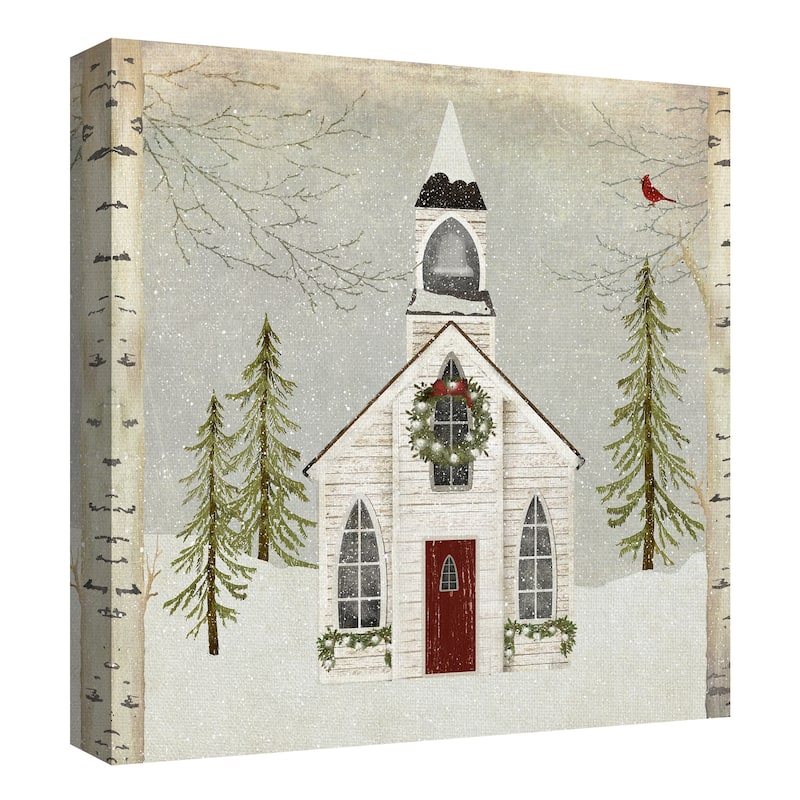 Snow Church by Beth Albert Canvas Art Print