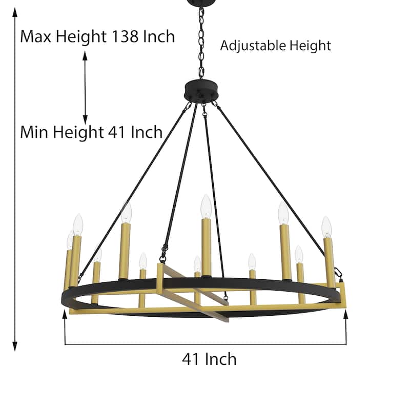 Acroma 12-light 41In Farmhouse Black Geometric Wheel Chandelier