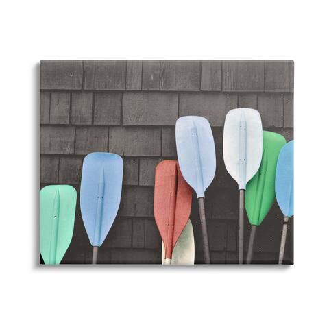 Stupell Industries Mixed Ores Against Beach Shed Boating Paddle Canvas Wall Art, Design by Daphne Polselli