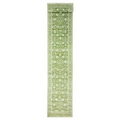 ECARPETGALLERY Hand-knotted Heritage Green Silk, Wool Rug - 2' 6" x 17' 11"