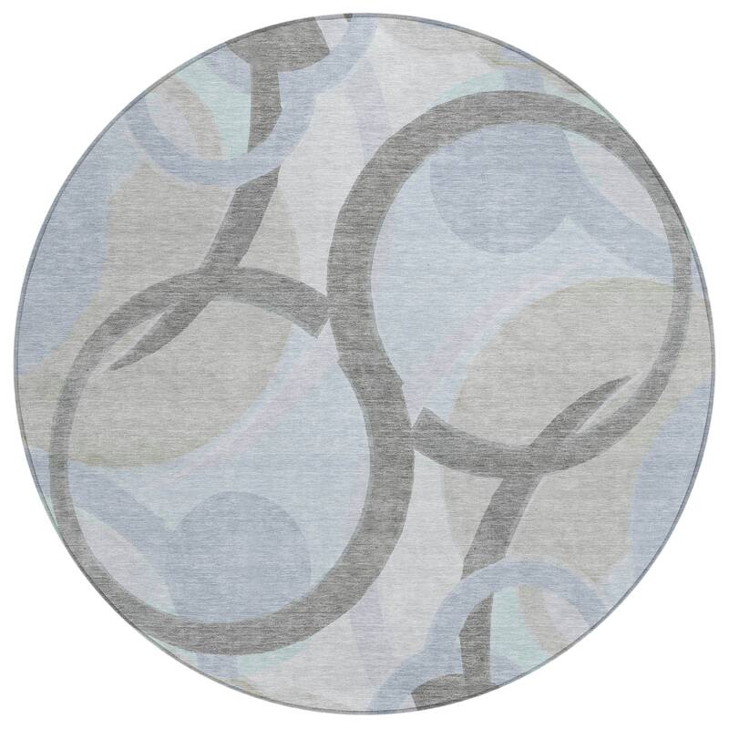 Machine Washable Indoor/Outdoor Contemporary Deco Chantille Rug