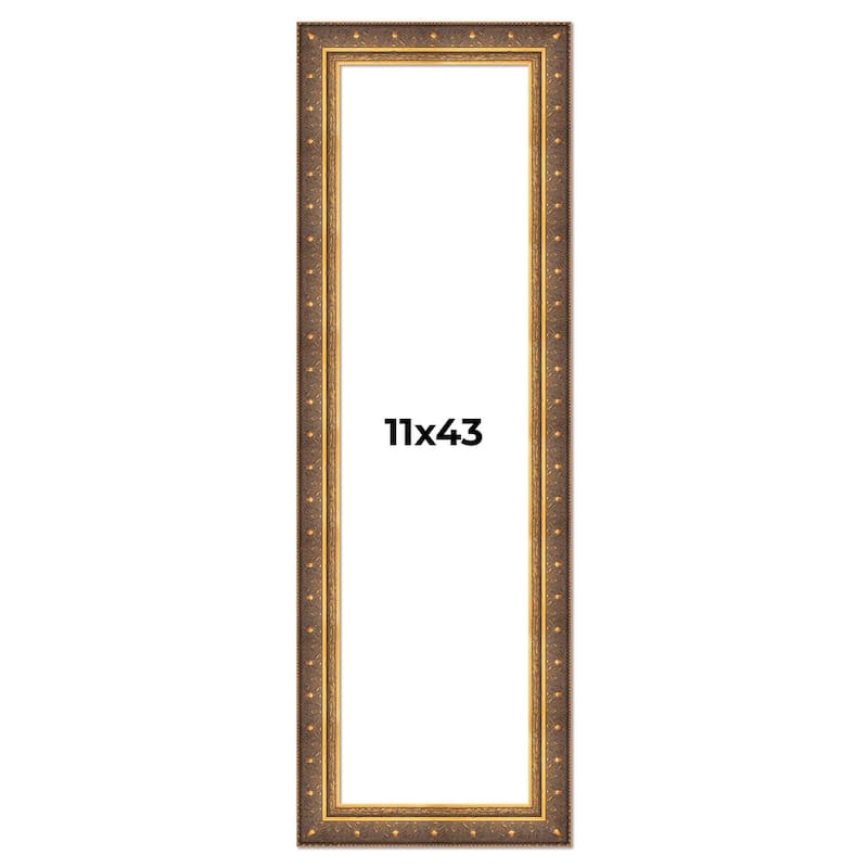 11x43 Frame Vintage Gold Solid Wood Picture Frame | 2.5 Inch Moulding