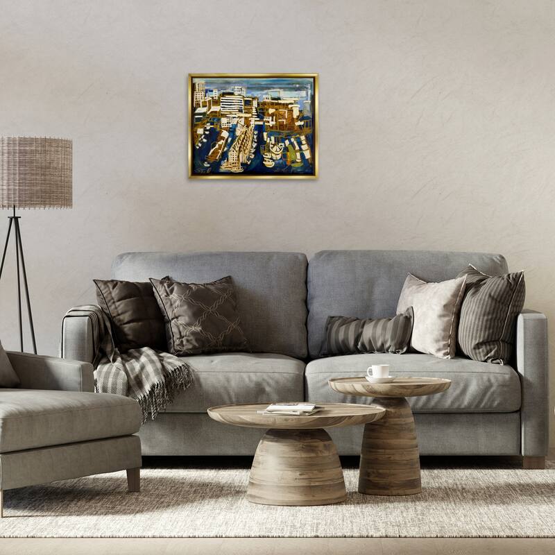 Stupell Bold Abstract Cityscape Framed Floater Canvas Wall Art Design By Erin McGee Ferrell