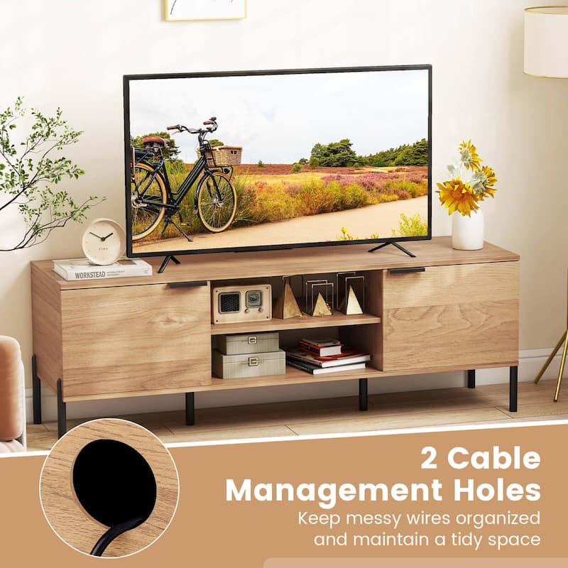 Costway 2-Door TV Stand with Charging Station Media Entertainment - See Details