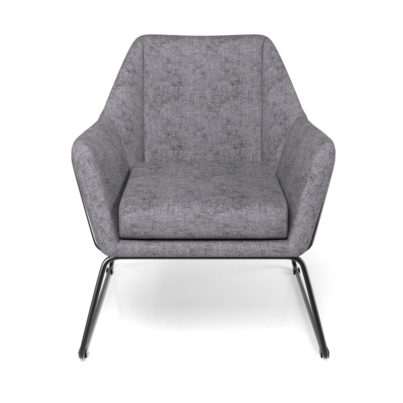 Caine Fabric Accent Chair with Black Powder Coated Sled Base - Grey Fabric / Black Base