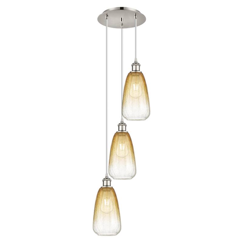 Innovations Lighting Endless Possibilities Ballston - Brookhaven Almond - 3 Light 13" Cord Hung Multi Pendant - Polished Nickel/Amber