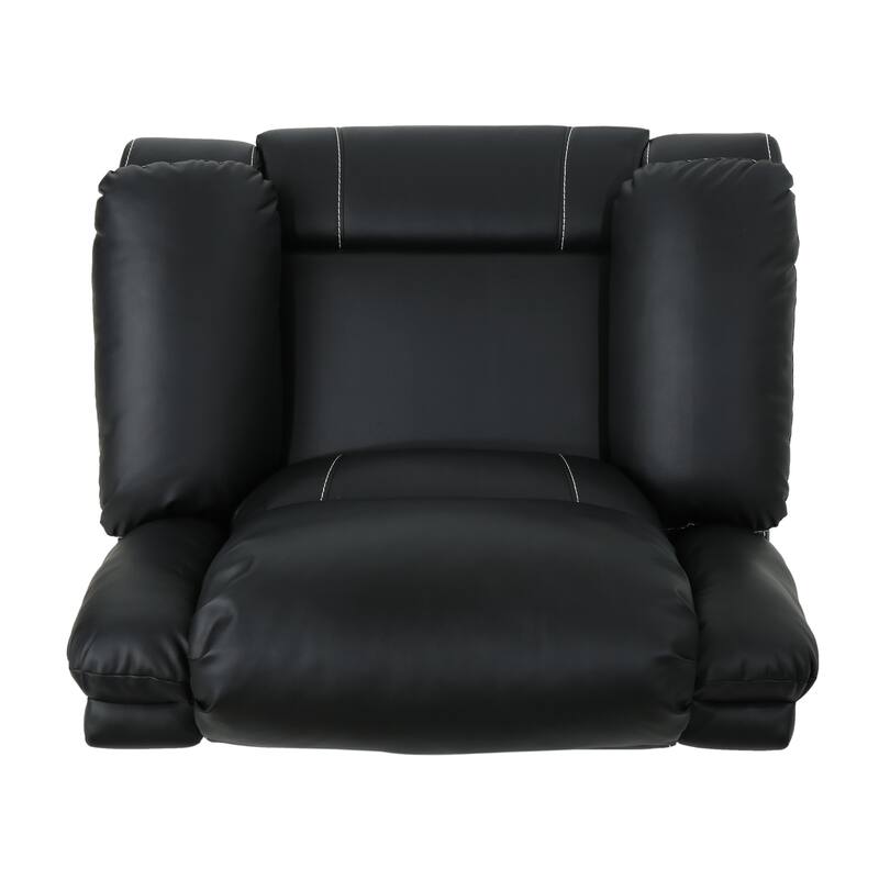 Living Room Swivel Manual Recliner 39" Wide Faux Leather Upholstered Recliner Chair with Metal Base for Bedroom, Office