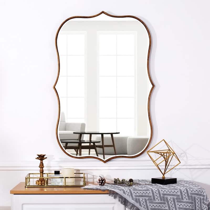 Asymmetrical Gold Antique Bronze Accent Wall Mirror - 23.62"×35.4"