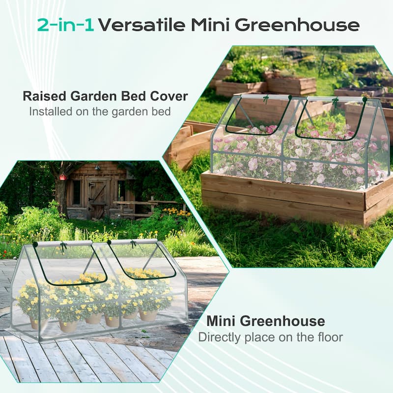 Aoodor Mini Greenhouse with 2 Zipper Doors,