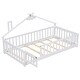 preview thumbnail 9 of 10, White Twin Size Pine Wood House-Shaped Floor Bed with Guardrails