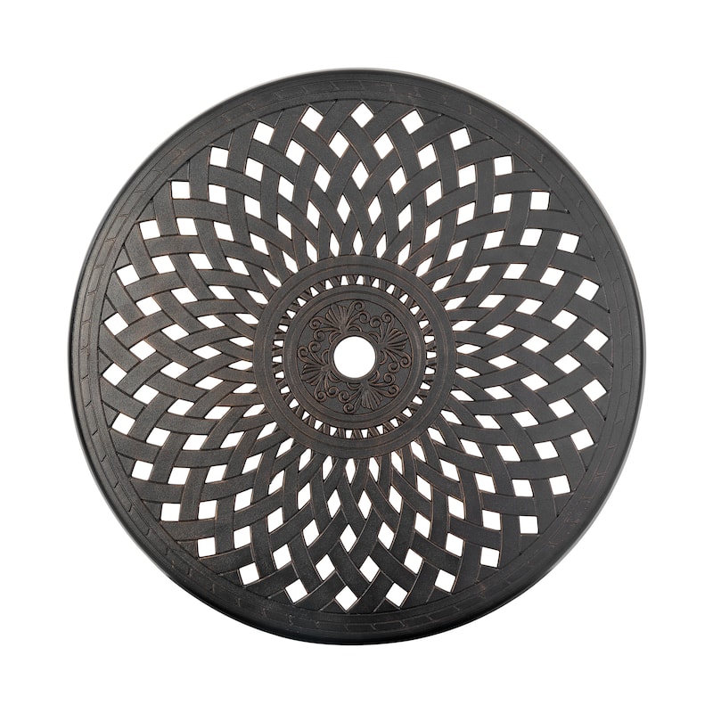 Outdoor 31'' Round Cast Aluminum Patio Bistro Table with Hollow Tabletop and Umbrella Hole, Black - 31'' Round
