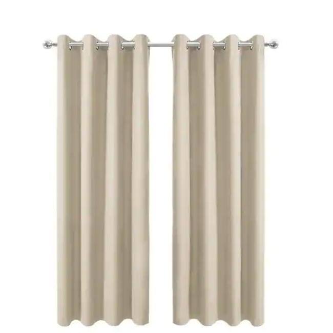 Pro Space Beige Blackout Curtains with Grommet Top，2 Panel - 34 in. W x 95 in. L - 34 in. W x 95 in. L - Beige