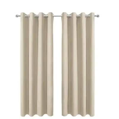 Pro Space Beige Blackout Curtains with Grommet Top，2 Panel - 34 in. W x 95 in. L