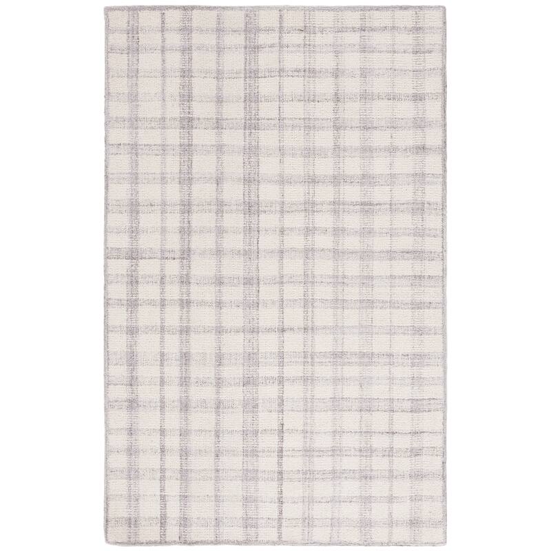 SAFAVIEH Handmade Abstract Imka Checkered Wool Rug - 5' x 8' - Ivory/Silver