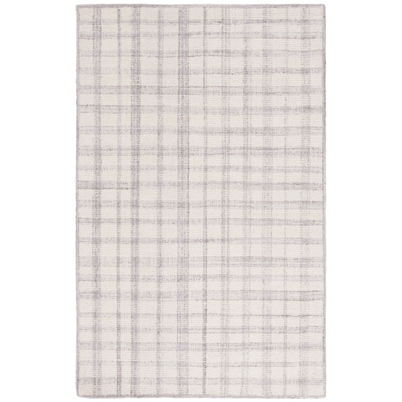 SAFAVIEH Handmade Abstract Zilia Checkered Wool Rug - 6' x 9' - Ivory/Silver - Rectangle