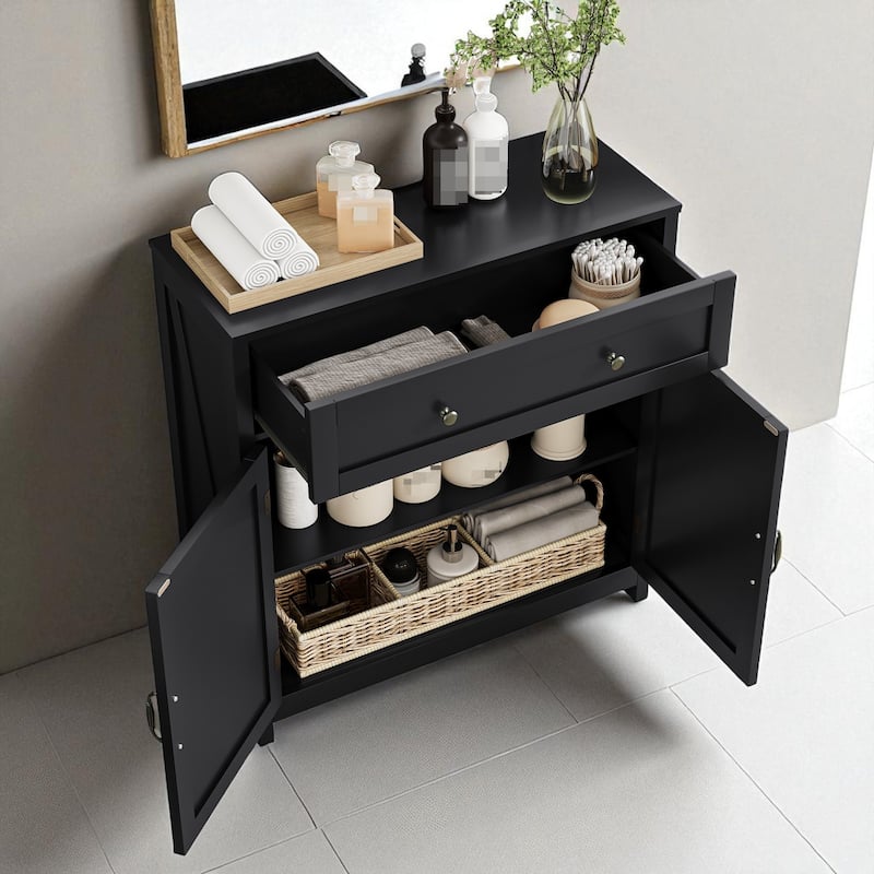 Farmhouse Buffet Cabinet with Barn Doors, Drawer & Adjustable Shelf, Storage for Kitchen & Entryway