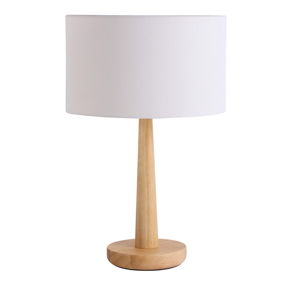 18.5 in. Retro Walnut Wooden Table Lamp with Velvet Shade and Solid Wood Base
