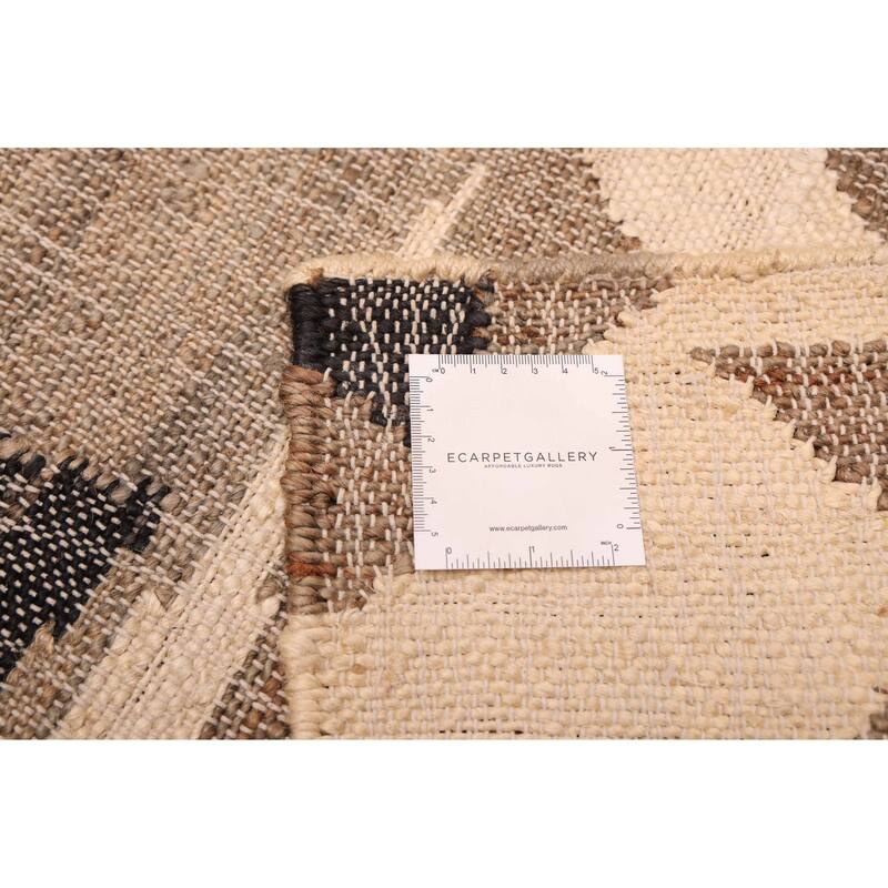 ECARPETGALLERY Flat-Weave Palas Denizli Ivory Jute Kilim - 5'1 x 8'0