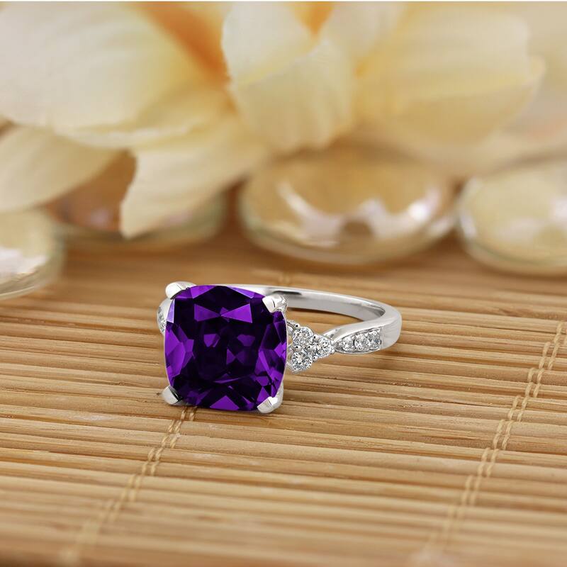 Auriya 3 1/8ct Fancy Cushion Purple Amethyst and Diamond Engagement Ring 1/4ctw 14k Gold