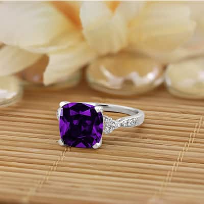 Auriya 3 1/8ct Fancy Cushion Purple Amethyst and Diamond Engagement Ring 1/4ctw 14k Gold
