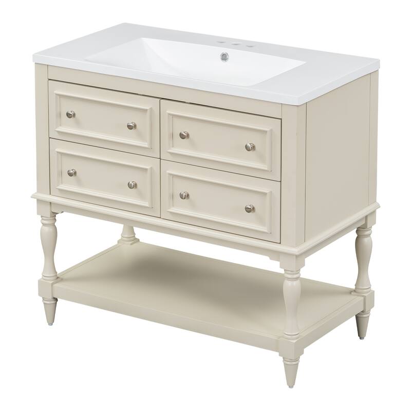 Bathroom Vanity Cabinet Free Standing Vanity Set with 4 Drawers