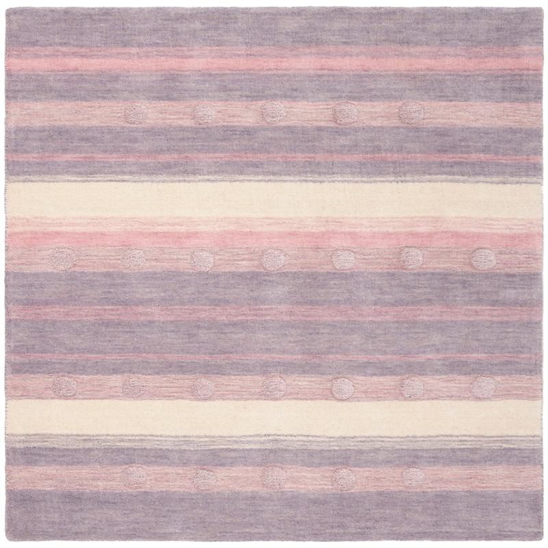 SAFAVIEH Handmade Kids Sandugash Wool Rug - 5'  x  5' - Light Purple/Ivory - Square
