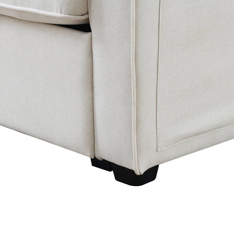 Modern 104" 4-Seater Linen Sofa with Storage Pockets and Pillows for Living Room